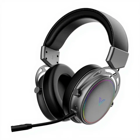 Rapoo VH800 Kabelloses Gaming-Over-Ear-Headset, flexibles Mikrofon mit Stummschalttaste, Ohrpolster aus Kunstleder, 46 Stunden Akkulaufzeit, Bluetooth und 2,4 GHz für PC/Mac/Xbox One/PS4/Nintendo Switch – Space Grau