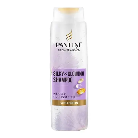 Pantene Silky & Glowing Shampoo with Biotin & Keratin Reconstruct for Dry Hair 400ml