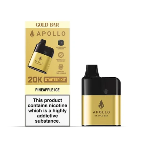 Gold Bar Apollo Prefilled Pod Kit Starter Kit Pineapple Ice  20K