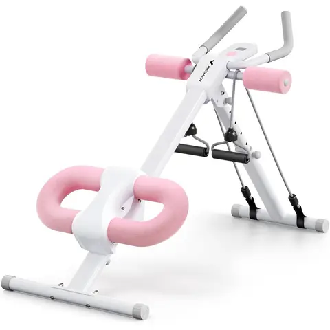 MERACH  Adjustable Ab Trainer Machine  at Home Gym， Foldable， Knee Protection Pink