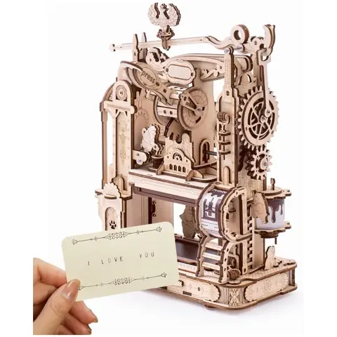 Robotime ROKR Classic Printing Press 3D Wooden Puzzle Building Toys 21.5x14x27cm 1PC,Home decoration, bookshelf decoration,Craft Gifts for Adults and Teens,Educational toys
