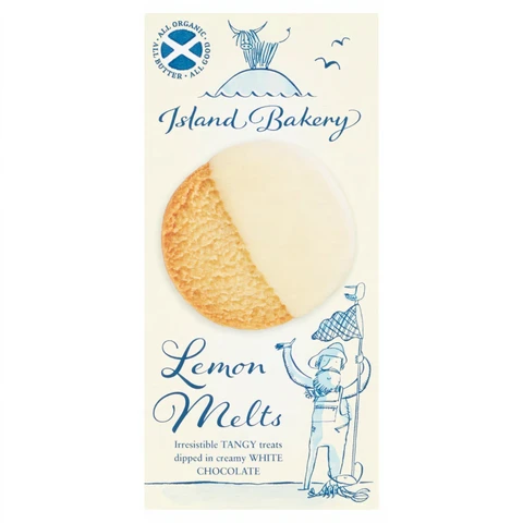 Island Bakery Organic Lemon Melts Dipped in White Chocolate 133g