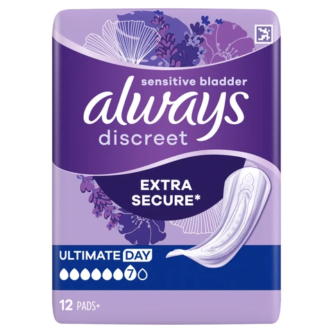 Always Discreet Incontinence Pads Women Ultimate Day 12 Count