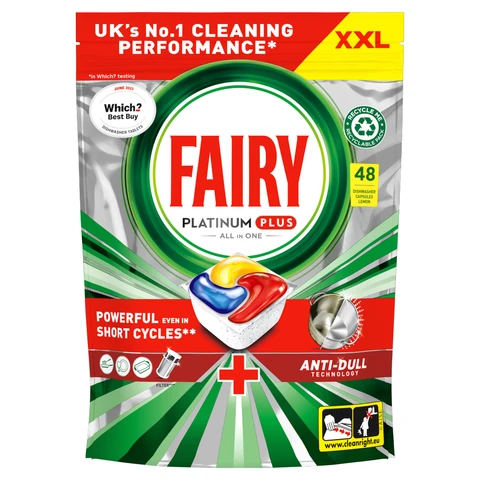 Fairy Platinum Plus All In One Dishwasher Tablets, Lemon, 48 Capsules