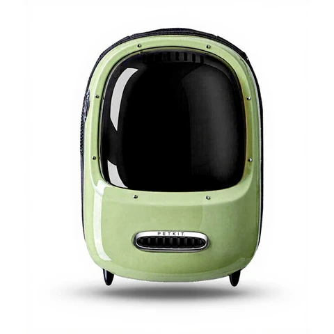 PETKIT Reise-Rucksack für Hunde und Katzen, mit eingebautem Ventilator und LED-Licht, gute Belüftung, leicht, Haustier-Raumkapsel-Rucksack, Katzen-Rucksack, Batterien nicht enthalten (Grün) Breezy 2 Grün
