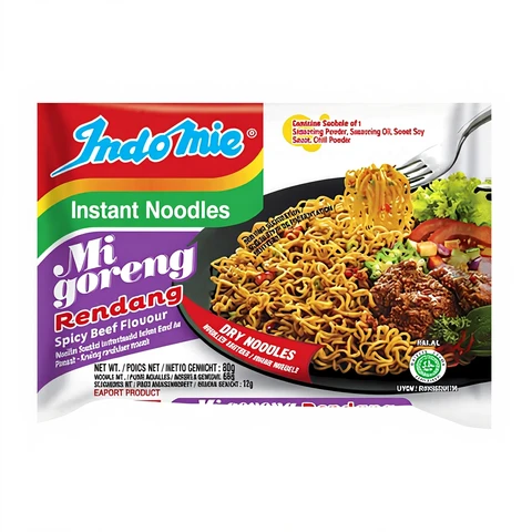Indomie Noodle Mi Goreng Rendang - Pittig Rundvlees 80g (Import)