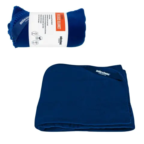 Milestone Thermal Fleece Blanket/Soft Touch Fabric/Cosy Extra Layer for Travel & Days Out / 120 x 150cm (Blue)