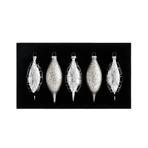 WeRChristmas Silver Glass Baubles, 5 Pack, 15 cm