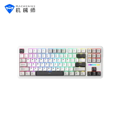 Machenike KG87 80% Mechanical Tri-Mode Keyboard, QWERTY US layout, Gasket Mount, Silver Switch-White