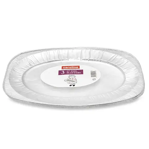 Caroline 17 inch Foil Platter, 430 x 286mm, 30mm deep, pack of 3