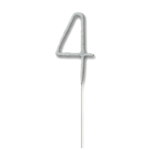Morrisons Cake Candle Sparkler Number 4 Silver