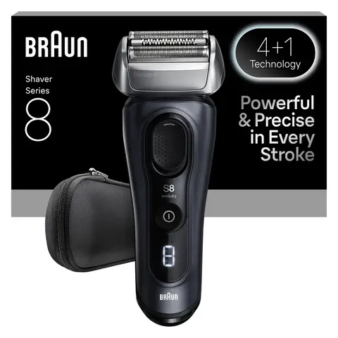 Braun Series 8 8603S Wet & Dry Electric Shaver for Men, 4+1 Precision Head & Trimmer, SensoAdapt for any Beard Density, Up to 60 min, Grey