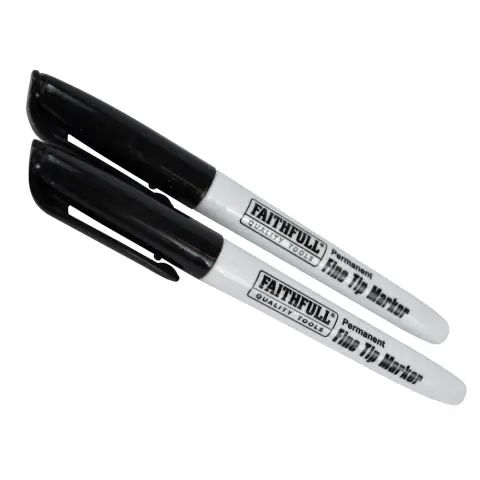 Faithful Fibre Tip Marker Pen Black 2 Pack