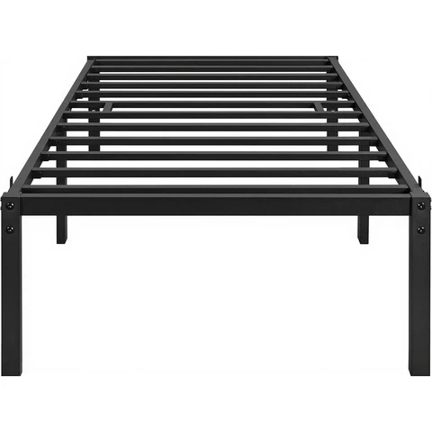 Yaheetech Bettgestell 90x200 cm Metallbettgestell Modernes Jugendbett mit Lattenrost Doppelbett Einzelbett Schwarz 41cm H