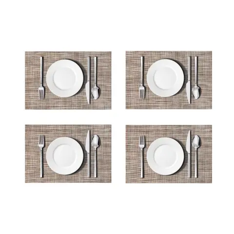 Placemats Easy Clean Rectangle Beige 4pcs