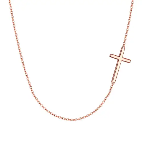 Ever Faith Simple Tiny Sideways Cross Choker Necklace
