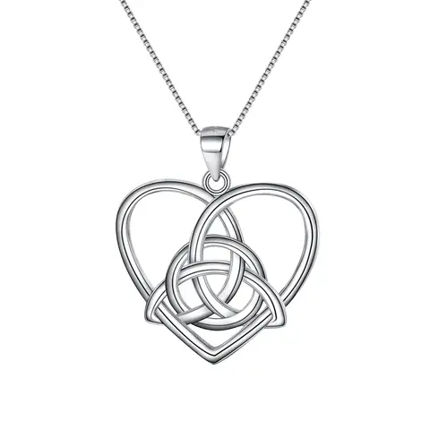 Ever Faith Good Luck Triangle Celtic Knot Love Heart Pendant Necklace
