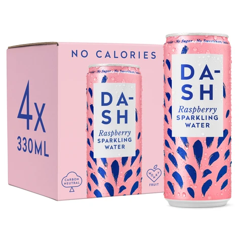 Dash Water - Sparkling Water Infused With Wonky Raspberries Multipack - 4 X 330ml