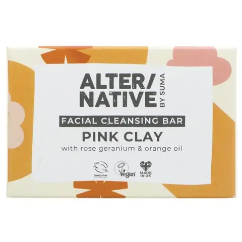 Alter/native By Suma Pink Clay Facial Cleansing Bar With Rose Geranium & Orange Oil 95g