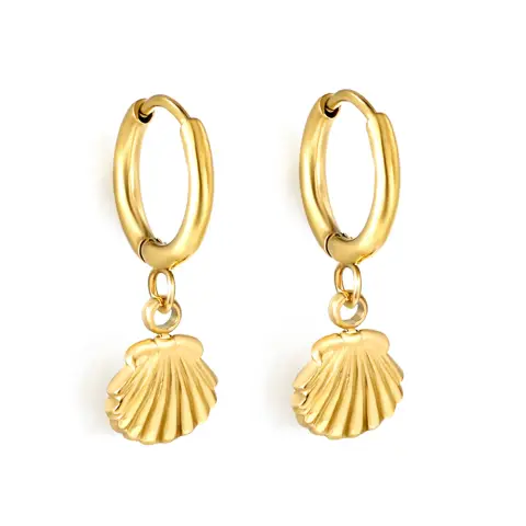 Shell Shaped Drop 18K Gold Plated Stud Earrings