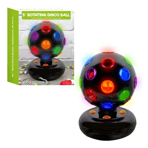 Global Gizmos Party Ball Lamp Rotating Black/Multicolour Small 