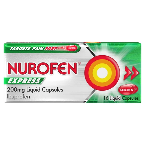 Nurofen Express Pain Relief 200mg 16 Liquid Capsules