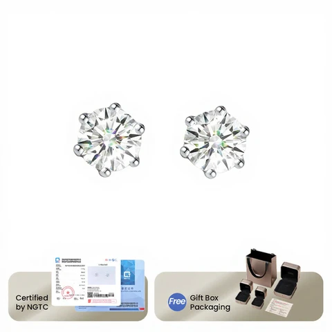 ochama×J.ZAO Lab-grown Diamond Starburst Stud Earrings 750‰ White Gold Star Earrings Birthday gifts,Wedding,Christmas