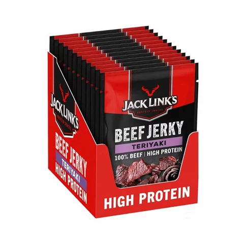 Jack Links Beef Jerky Teriyaki – 12er Pack (12 x 60g) – Trockenfleisch Eiweiß Snacks 