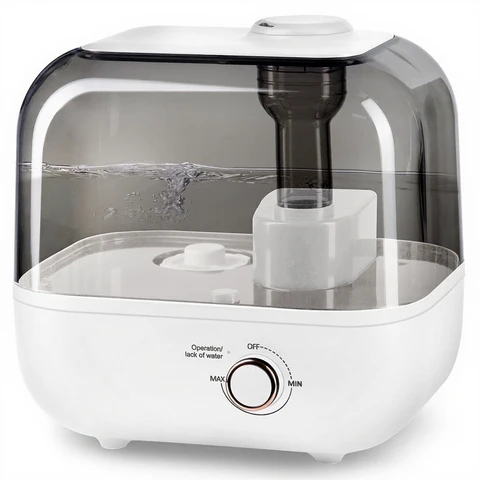 Bear 5L Humidifier for bedroom, 35 Hours Run Time, 28dB Ultra Quiet, with Aromatherapy Tray, 360° Expandable Steam Nozzle, Top Filling Humidifier for Plant, Home, Office - White