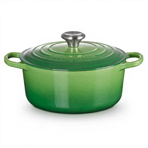 Le Creuset Cocotte Rotonda. Evo, Rund, geeignet für alle Herdarten und Induktionsherde Bambusgrün