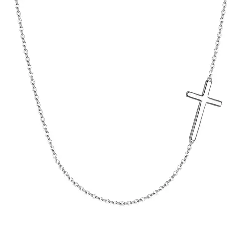 Ever Faith Simple Tiny Dainty Sideways Cross Choker Necklace