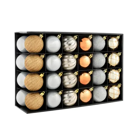 WeRChristmas Copper/Champagne Shatterproof Baubles, 48 Pack