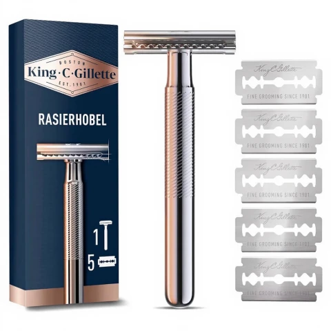 King C. Gillette Sicherheitsrasierer + 5 Klingen 5 Stk