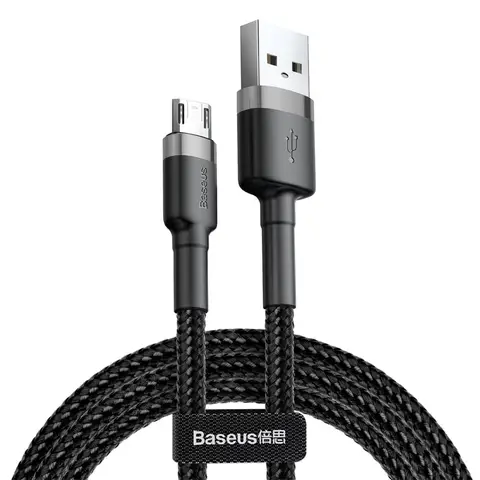 Baseus 2.4A Cafule USB for Micro Cable – 1M – Grey/ Black