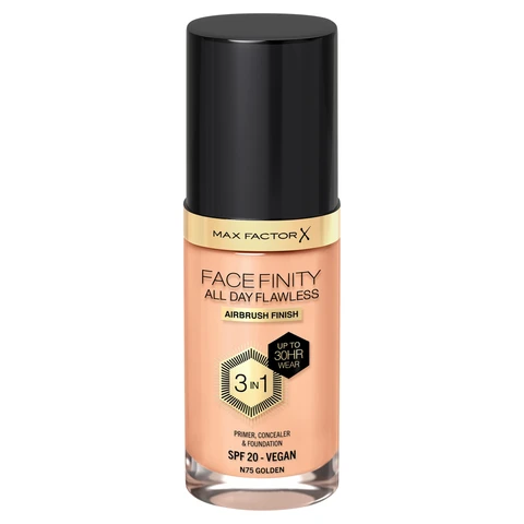 Max Factor Facefinity All Day Flawless 3 in 1 SPF 20 Vegan Foundation 30ml - N75 Gold
