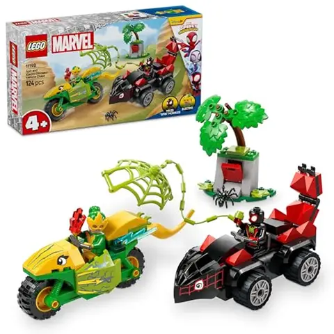 LEGO Marvel 11198 Spidey And His Amazing Friends Spin and Electro Dinosaur Vehicle Chase Set