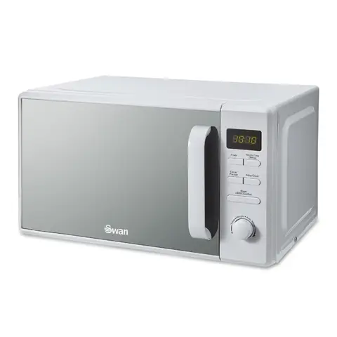 Swan Digital Microwave - White, 20L, 800W, with 95-Minute Timer, 5 Power Levels, SM4421WHT