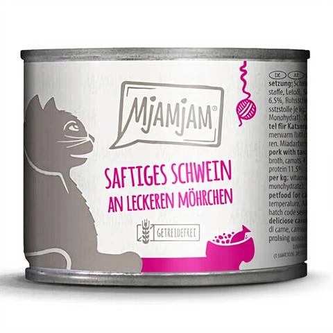 MjAMjAM - Aliment pour chat - Porc juteux avec de savoureuses carottes 6 x 200 g