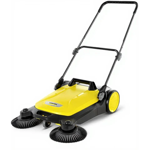 Kärcher S 4 Twin sweeper (max. area performance: 2400 m²/h, 2 side brushes, 20 l sweeping container, working width: 680 mm, space-saving storage, height-adjustable push handle), foldable