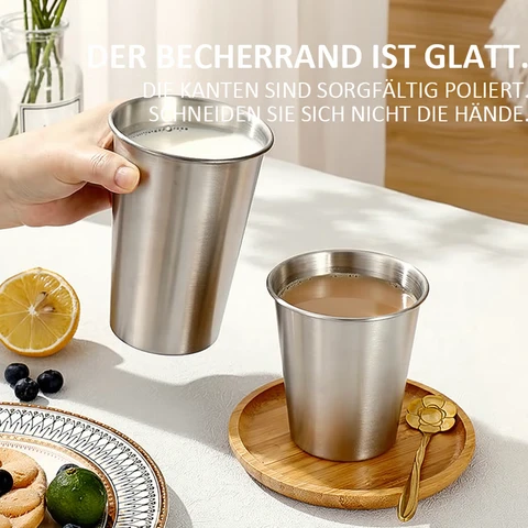 Maxcook 2er-Set Edelstahl-Campingbecher 304, 500 ml