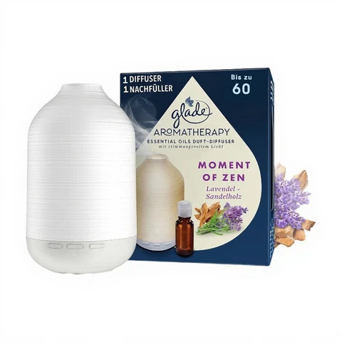 Glade Aromatherapy Essential Oils Duft-Diffuser Starterset Nachfüller, Moment of Zen, Lavendel + Sandelholz, 17,4 ml