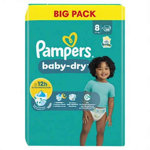 Pampers Baby Dry Größe 8 Extra Groß 17+ kg Großpackung 38 Stück