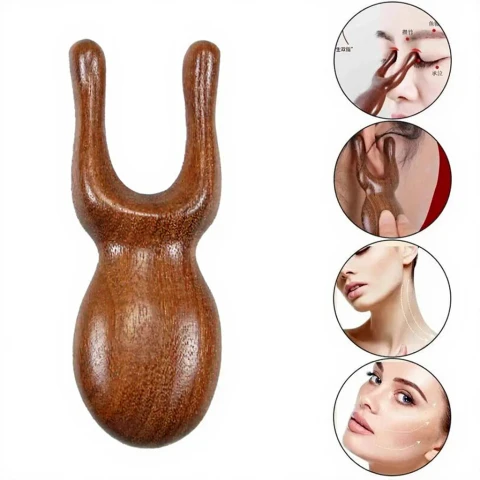 Little Frog Augenmassager – Sandelholz-Gesichtskamm für Meridian, tragbarer Meridianpinsel, Massagewerkzeug