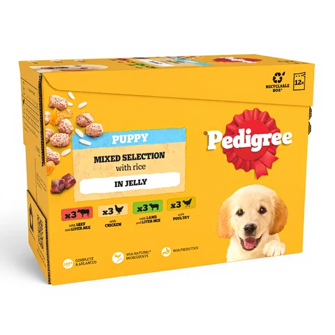 PEDIGREE Junior Puppy Wet Dog Food Mixed Selection In Jelly 12x100g Pouch
