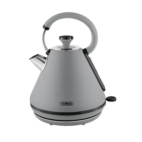 Tower Sera Pyramid Kettle, 1.7L, 3KW, Grey with Smoked Black Trim - T10079GRY