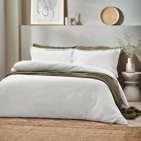 Yard Duvet Cover Set Waffle White Double