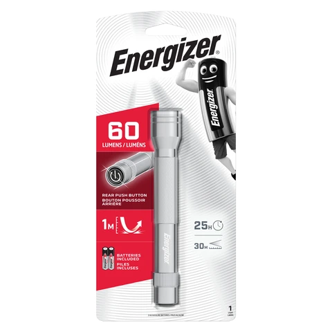 Energizer Metal LED Torch 60 Lumens + 2×AA Batteries