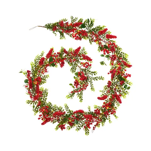 WeRChristmas Pre-Lit Red Berry Garland, 9 ft