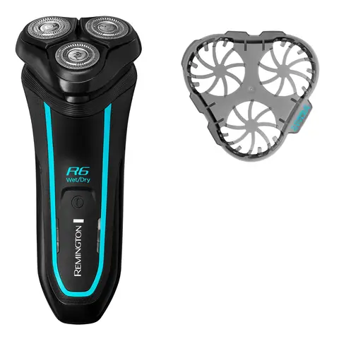 Remington R6 Style Series Aqua Rotary Shaver – 100% Waterproof, Dual Track Blades, Pivot & Flex Technology, USB Charging, Travel Friendly – Black, R6000