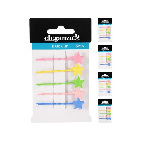 HAARCLIP METAAL 5CM SET/5 CLRS